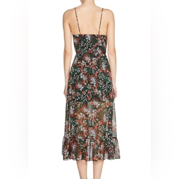 Maje Revia Crepe Midi Dress Green/Floral Print Sz Small - Picture 5 of 12